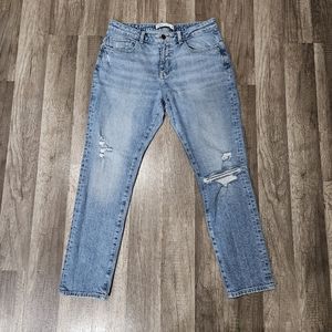 Zara Distressed High Rise Mom Jeans
